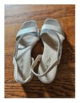 Crossed Pattern Rhinestones Beige Sandal Shoes - Image 2