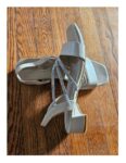 Crossed Pattern Rhinestones Beige Sandal Shoes - Image 3